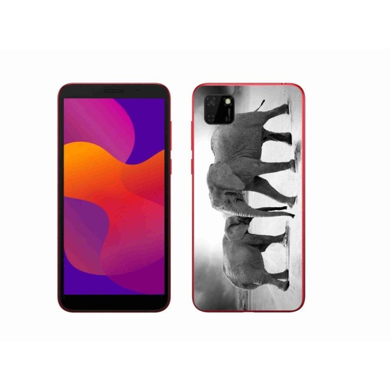 Gél borítás mmCase a Honor 9S számára - fekete és fehér elefántok