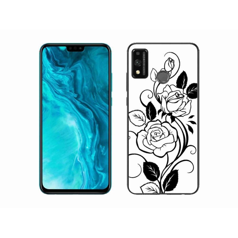 Zselés borítás mmCase a Honor 9X Lite készülékhez - fekete és fehér rózsa