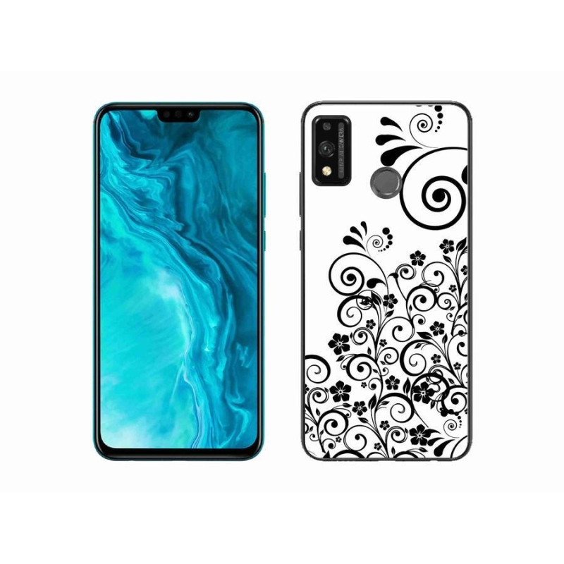 Zselés borítás mmCase a Honor 9X Lite készülékhez - fekete és fehér virágminták