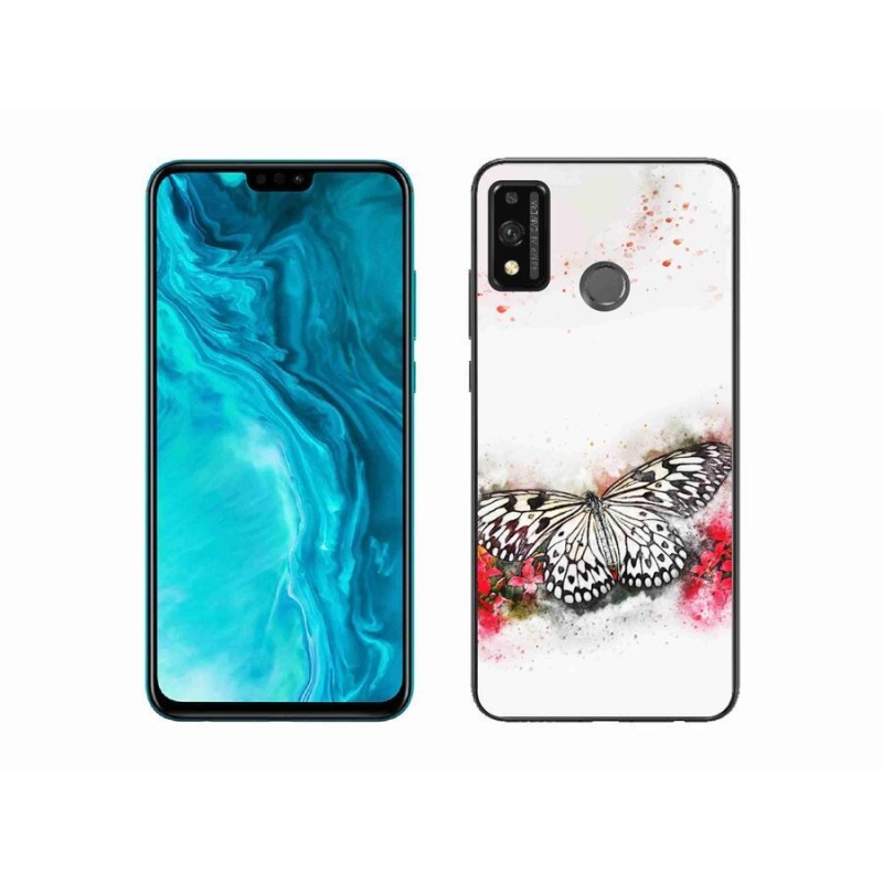 Zselés borítás mmCase a Honor 9X Lite készülékhez - fekete-fehér pillangó