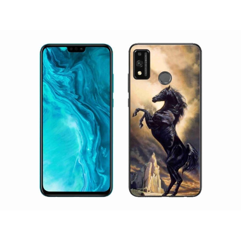 Zselés borítás mmCase a Honor 9X Lite készülékhez - fekete rajzfilm ló
