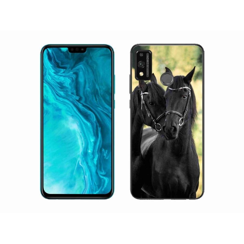 Zselés borítás mmCase a Honor 9X Lite-hoz - két fekete ló