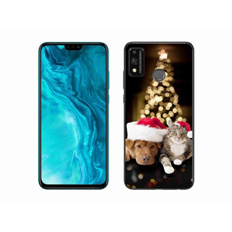 Gél borító mmCase a Honor 9X Lite-hoz - Karácsonyi kutya és macska