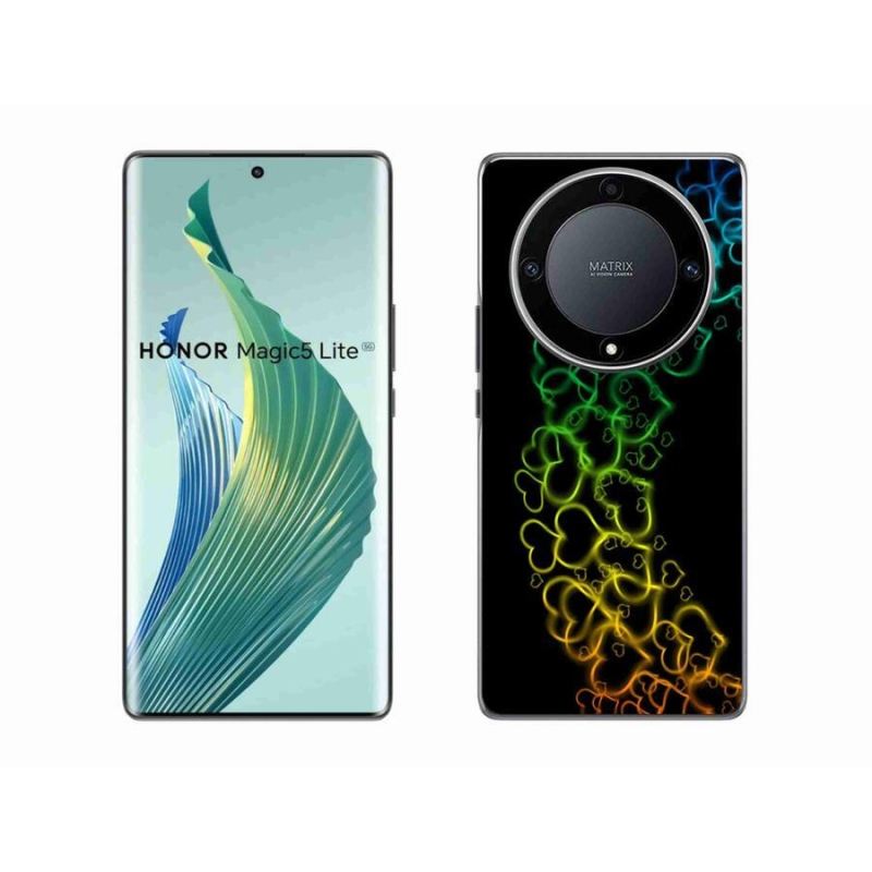 Zselés borítás mmCase a Honor Magic 5 Lite 5G számára - színes szívek