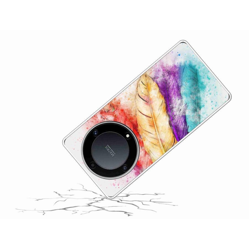 Zselés borítás mmCase a Honor Magic 5 Lite 5G számára - színes tollakkal