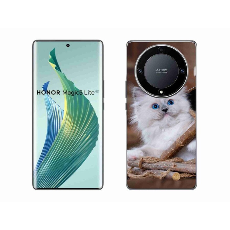 Gél borítás mmCase a Honor Magic 5 Lite 5G készülékhez - fehér cica