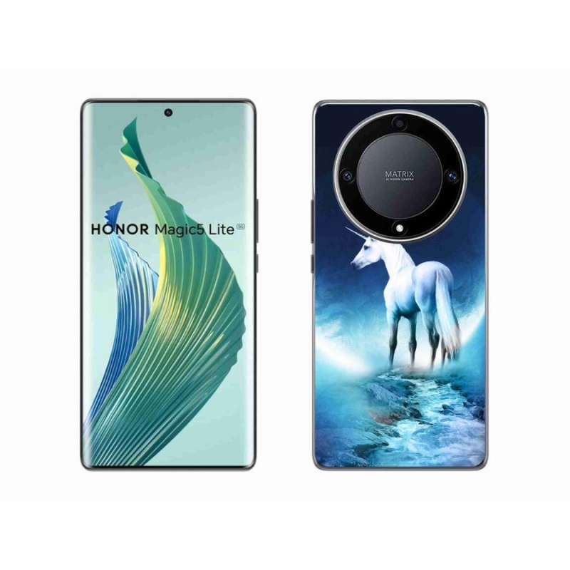 Zselés borítás mmCase Honor Magic 5 Lite 5G - fehér egyszarvúhoz