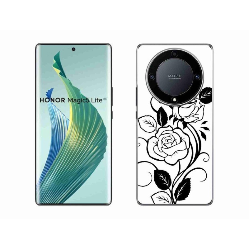 Zselés borítás mmCase a Honor Magic 5 Lite 5G számára - fekete és fehér rózsa