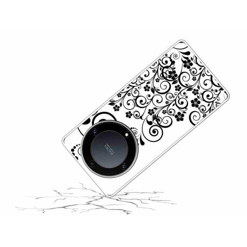 Zselés borítás mmCase a Honor Magic 5 Lite 5G készülékhez - fekete és fehér virágminták