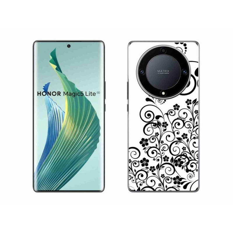 Zselés borítás mmCase a Honor Magic 5 Lite 5G készülékhez - fekete és fehér virágminták