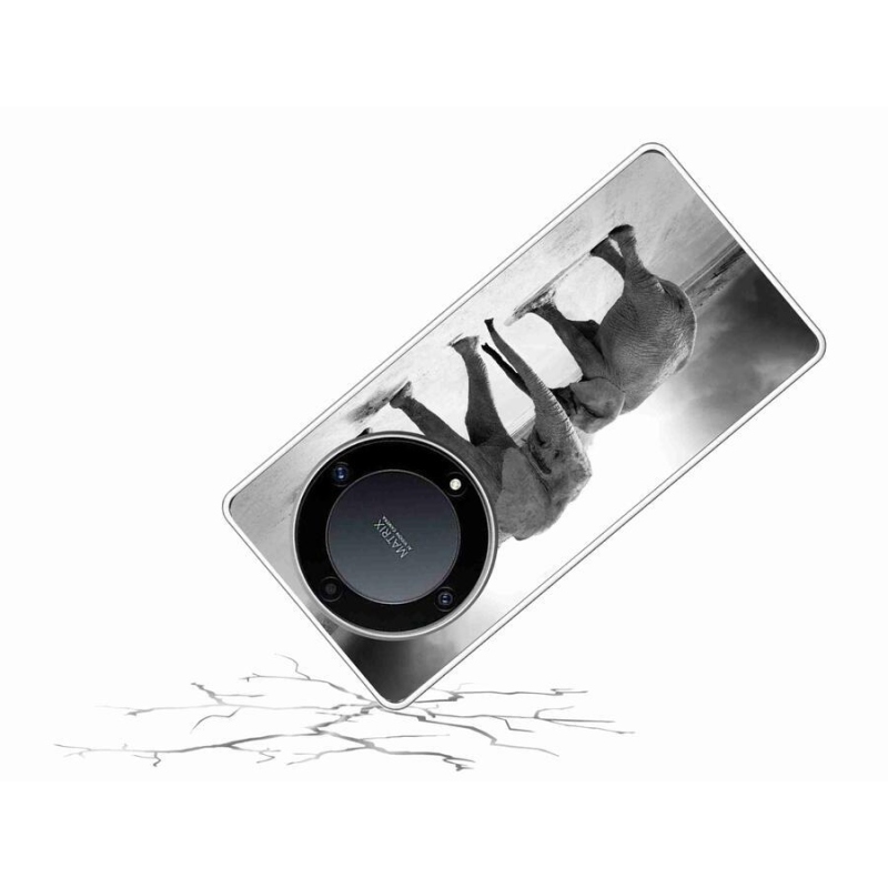 Gél borítás mmCase a Honor Magic 5 Lite 5G számára - fekete és fehér elefántok