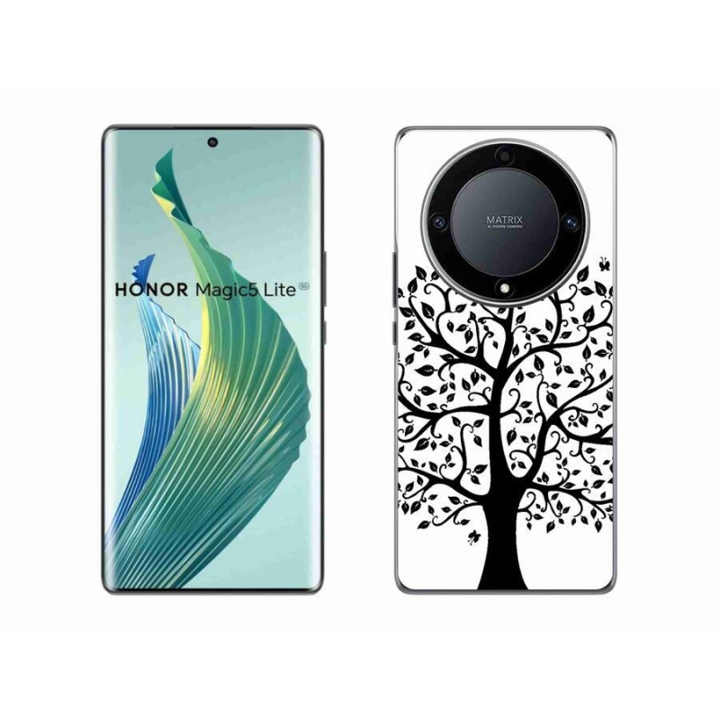 Zselés borítás mmCase a Honor Magic 5 Lite 5G számára - fekete és fehér fa