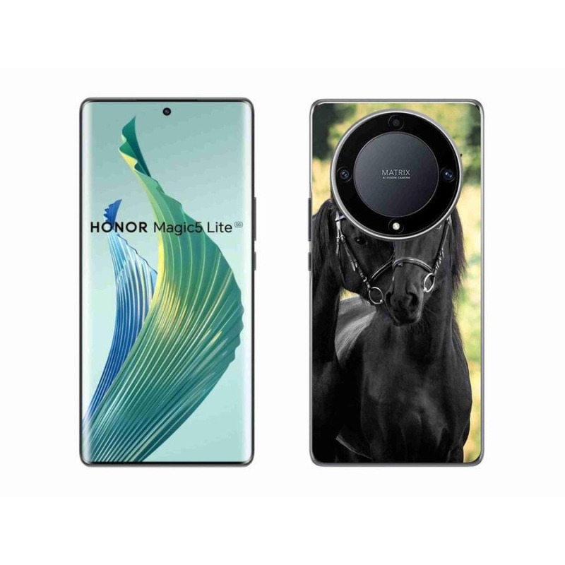 Zselés borítás mmCase a Honor Magic 5 Lite 5G számára - két fekete ló