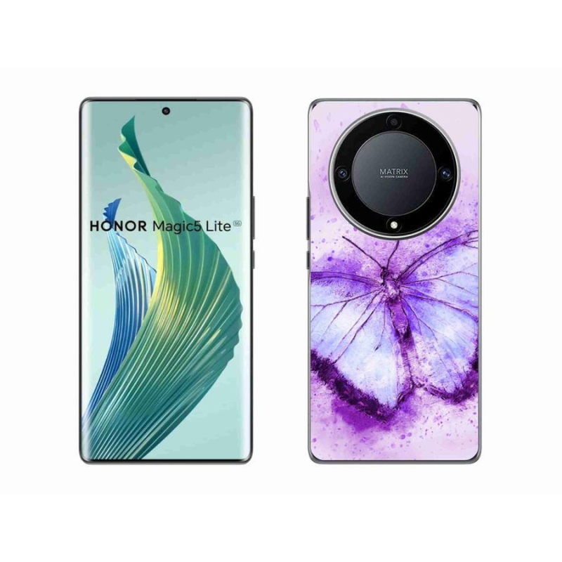 Gél borítás mmCase a Honor Magic 5 Lite 5G számára - lila pillangó