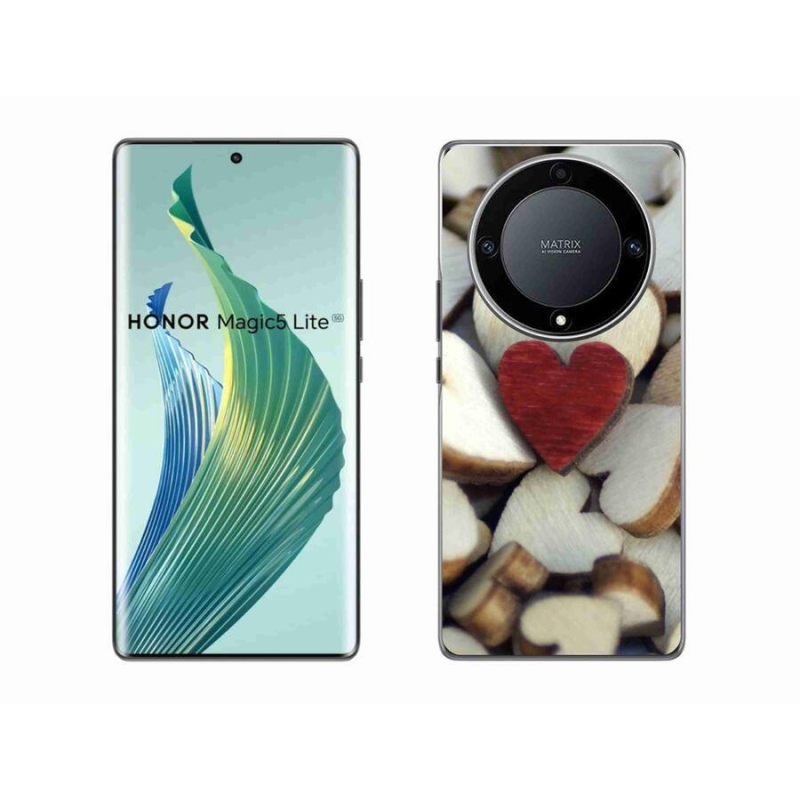 Zselés borítás mmCase a Honor Magic 5 Lite 5G számára - gravírozott piros szív