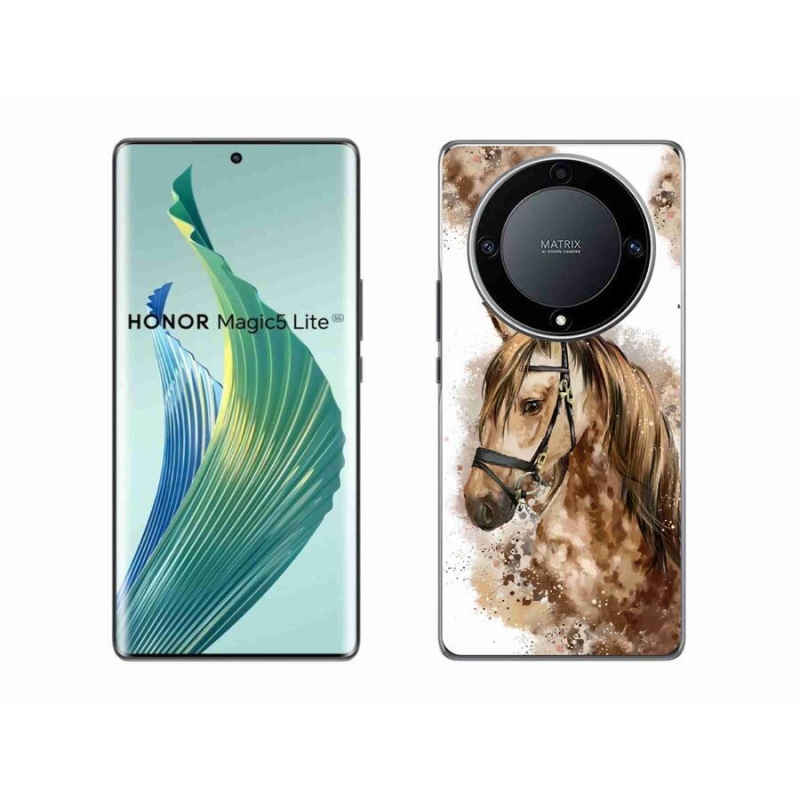 Zselés borítás mmCase a Honor Magic 5 Lite 5G számára - barna rajzfilm ló