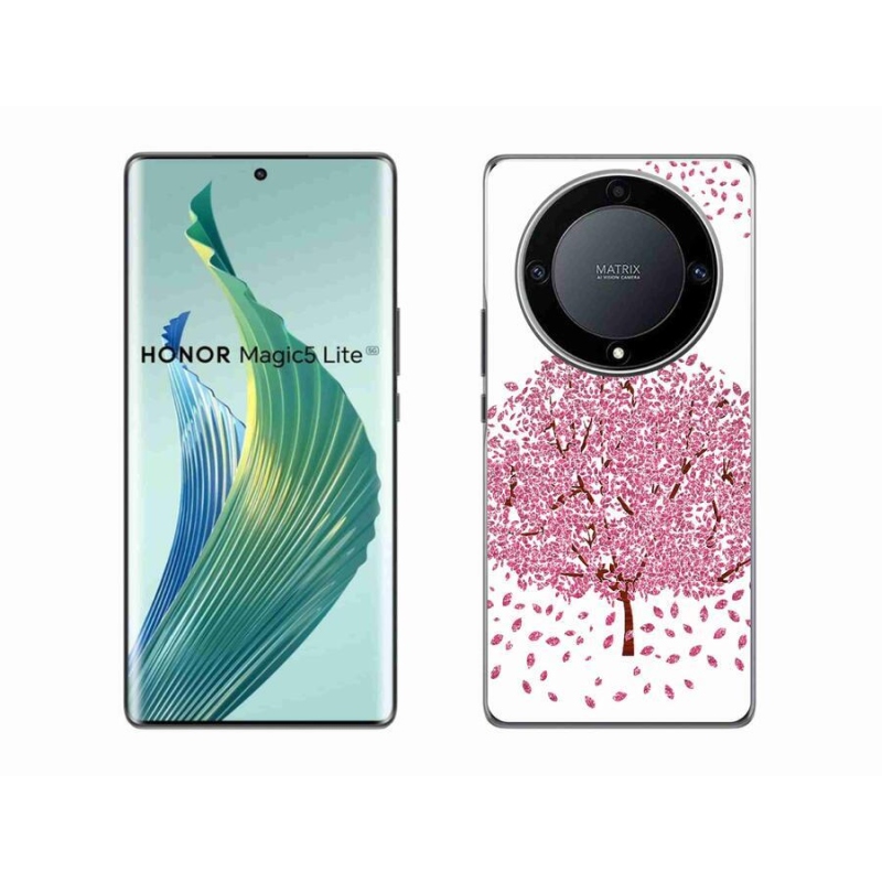 Gél borítás mmCase a Honor Magic 5 Lite 5G számára - rajzfilmfa levelekkel