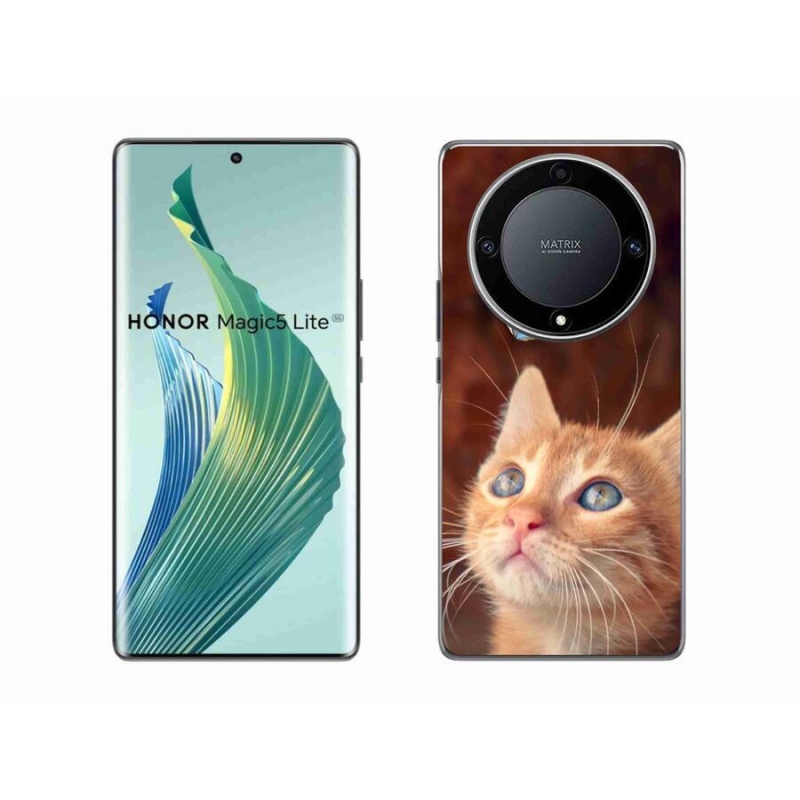 Gél borító mmCase a Honor Magic 5 Lite 5G számára - pillangó és cica