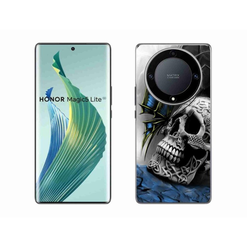 Gél borítás mmCase a Honor Magic 5 Lite 5G számára - pillangó és koponya
