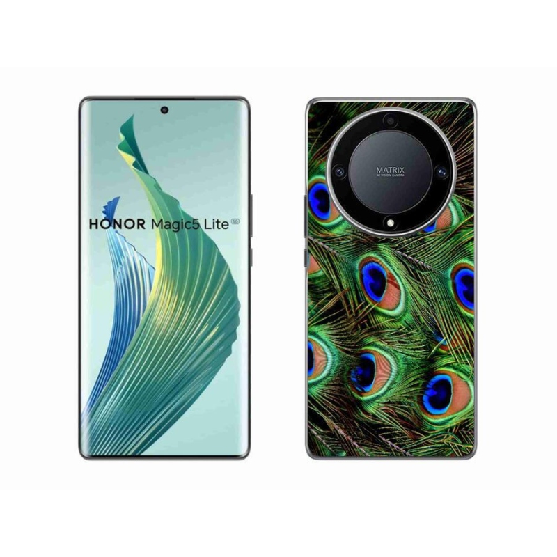 Zselés borítás mmCase a Honor Magic 5 Lite 5G számára - pávatoll