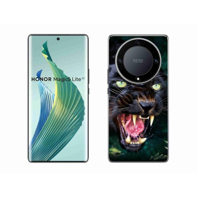 Gél borítás mmCase a Honor Magic 5 Lite 5G számára - dühös fekete párduc