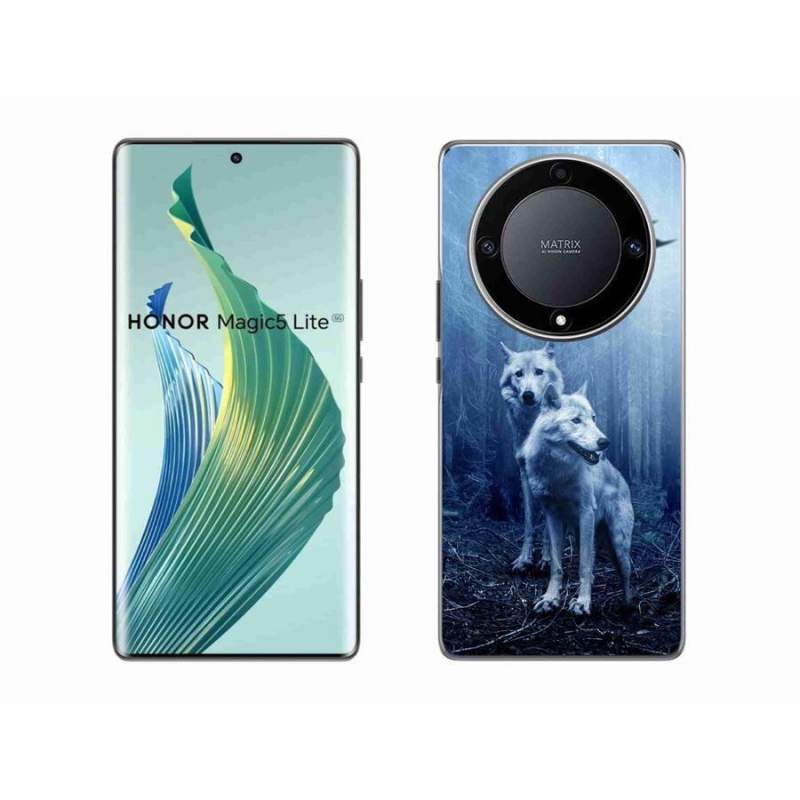 Gél borítás mmCase a Honor Magic 5 Lite 5G számára - farkasok az erdőben