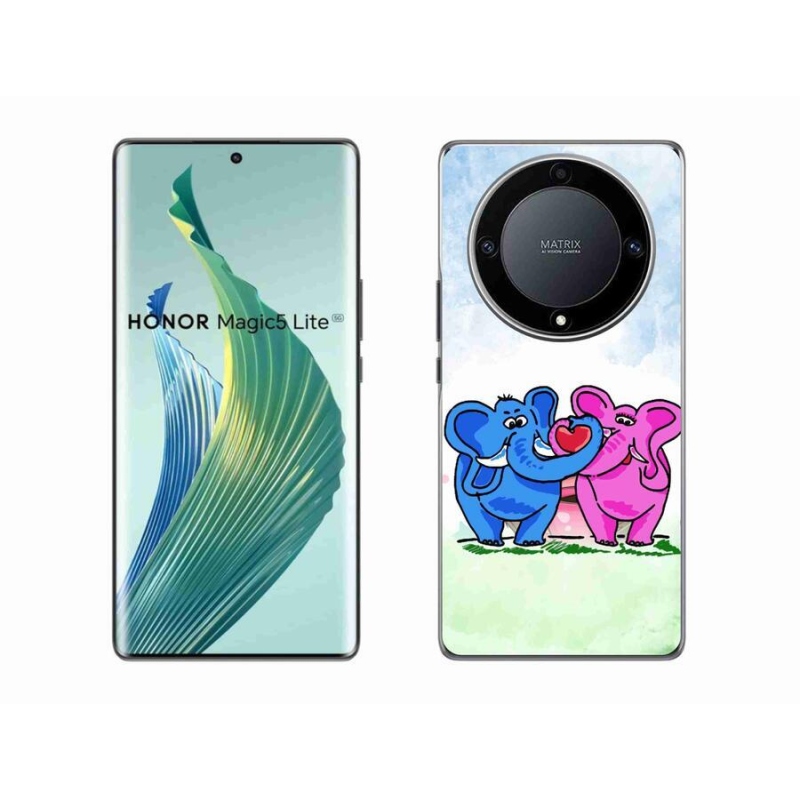 Gél borítás mmCase a Honor Magic 5 Lite 5G számára - szerelmes elefántok