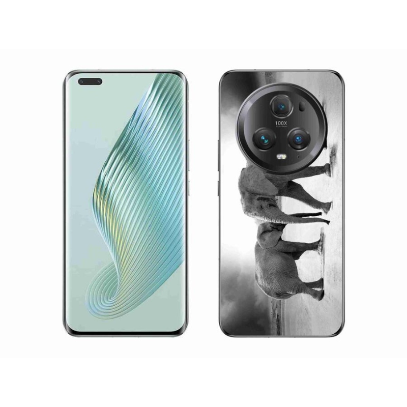 Zselés borítás mmCase a Honor Magic 5 Pro 5G készülékhez - fekete és fehér elefántok