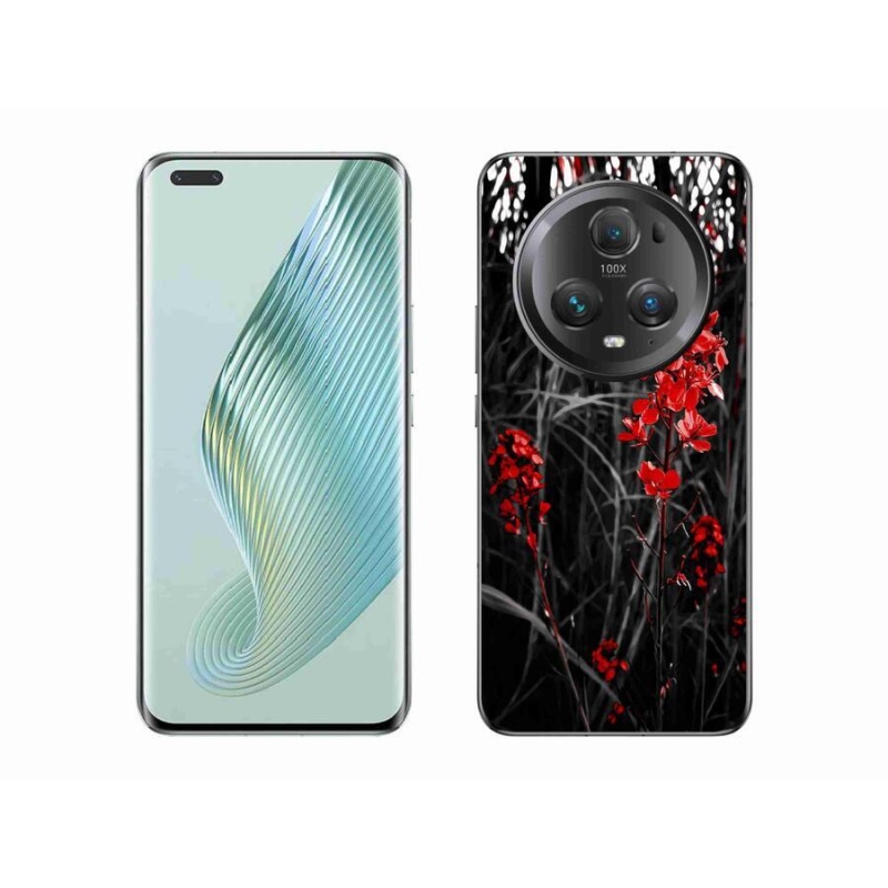 Gél borító mmCase a Honor Magic 5 Pro 5G számára - piros növény