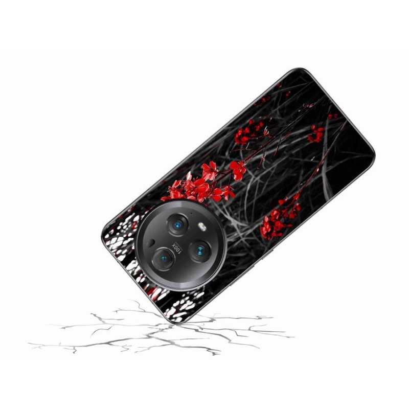 Gél borító mmCase a Honor Magic 5 Pro 5G számára - piros növény