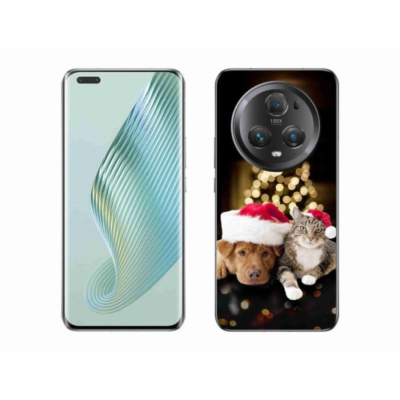 Gél borítás mmCase a Honor Magic 5 Pro 5G számára - Karácsonyi kutya és macska