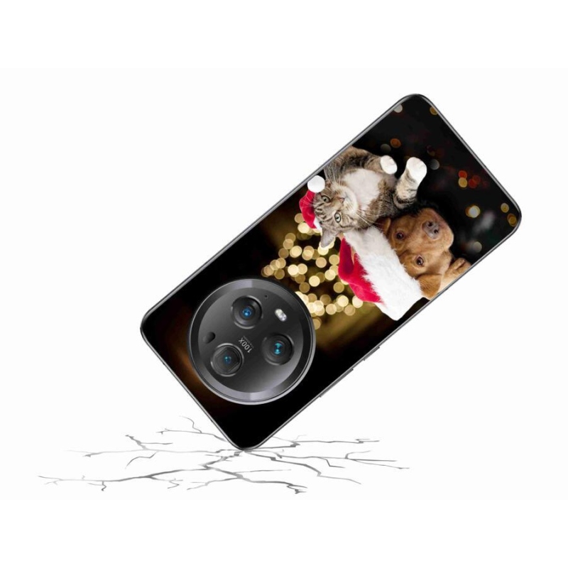 Gél borítás mmCase a Honor Magic 5 Pro 5G számára - Karácsonyi kutya és macska