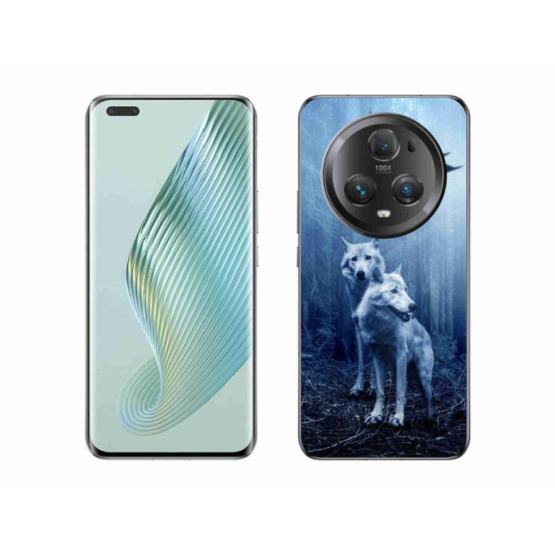 Zselés borítás mmCase a Honor Magic 5 Pro 5G számára - farkasok az erdőben