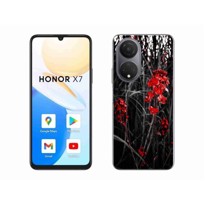Zselés borítás mmCase a Honor X7-hez - piros növényhez