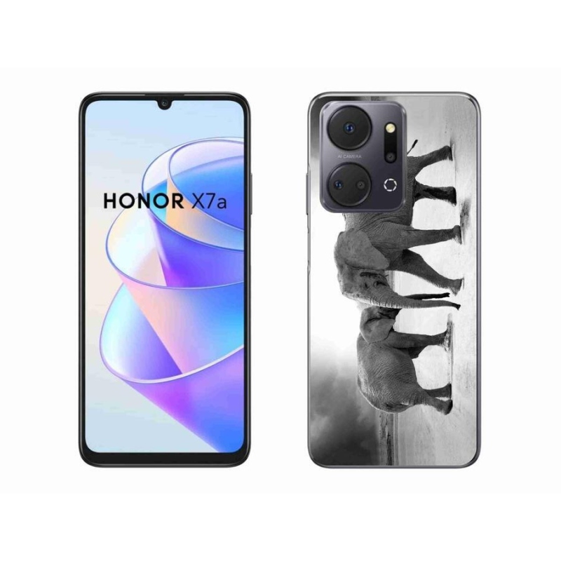 Zselés borítás mmCase a Honor X7a készülékhez - fekete és fehér elefántok