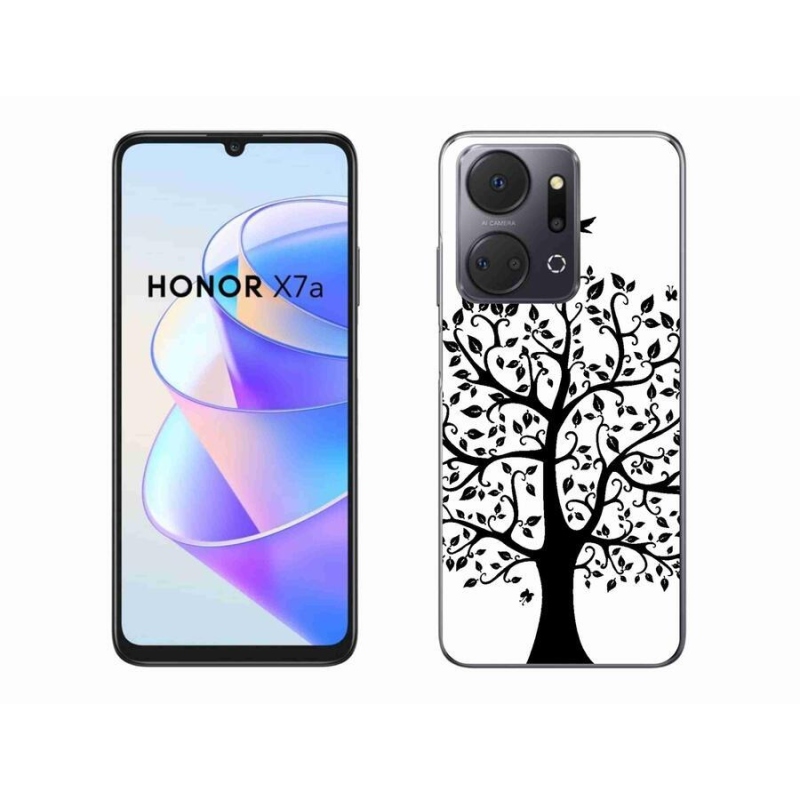 Zselés borítás mmCase a Honor X7a számára - fekete-fehér fa