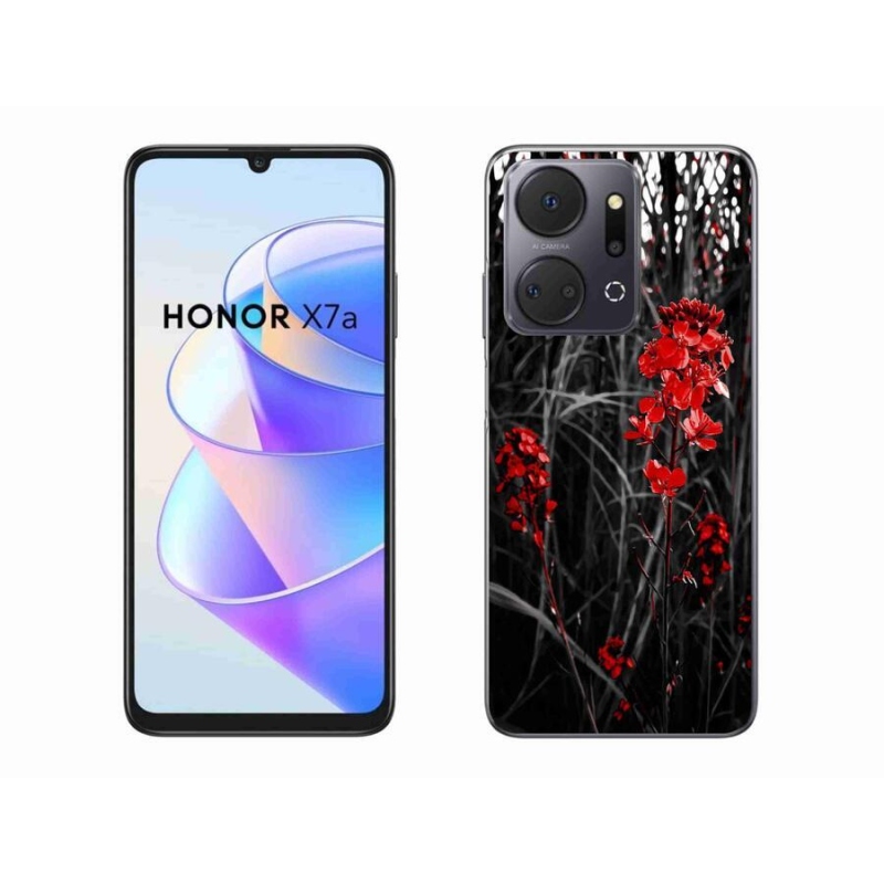 Zselés borítás mmCase a Honor X7a számára - piros növény