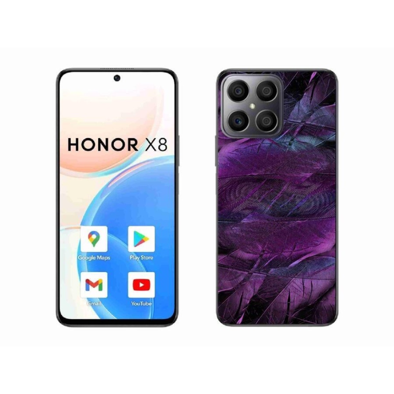 Gél borítás mmCase a Honor X8 4G készülékhez - lila tollak