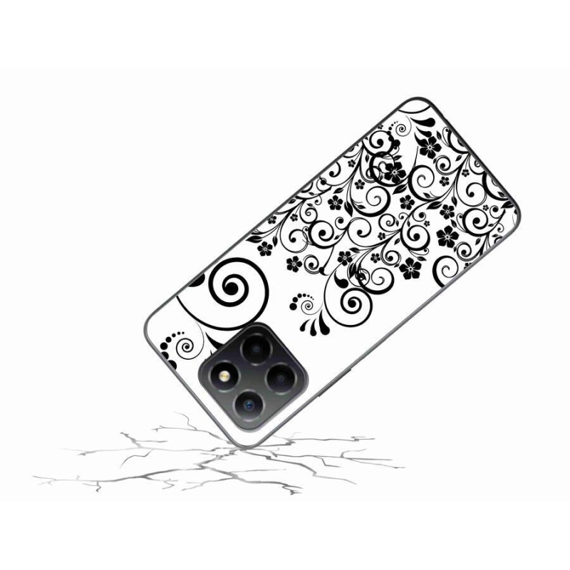 Zselés borítás mmCase a Honor X8 5G/Honor 70 Lite 5G készülékhez - fekete és fehér virágminták