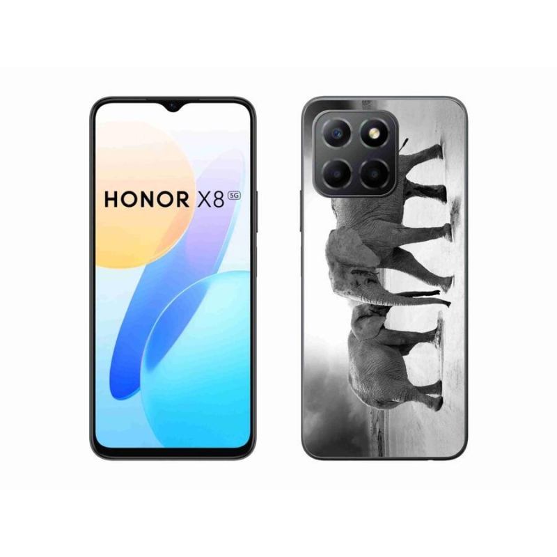 Zselés borítás mmCase a Honor X8 5G/Honor 70 Lite 5G készülékhez - fekete és fehér elefántok