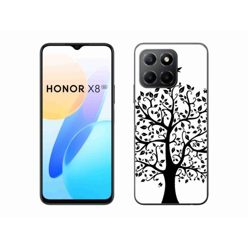 Zselés borítás mmCase a Honor X8 5G/Honor 70 Lite 5G számára - fekete és fehér fa