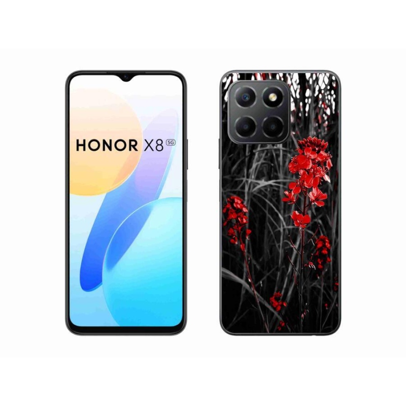 Gél borítás mmCase a Honor X8 5G/Honor 70 Lite 5G készülékhez - piros növény