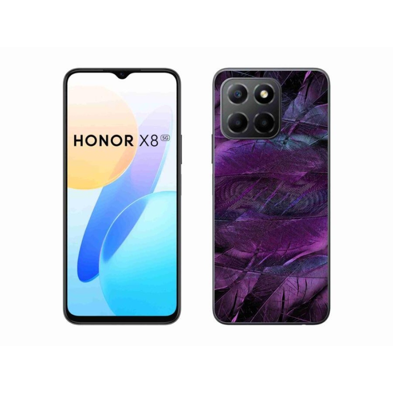Zselés borítás mmCase a Honor X8 5G/Honor 70 Lite 5G készülékhez - lila tollakkal