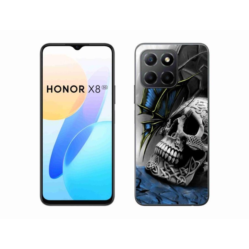 Zselés borítás mmCase a Honor X8 5G/Honor 70 Lite 5G számára - pillangó és koponya