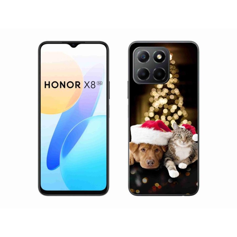Gél borítás mmCase a Honor X8 5G/Honor 70 Lite 5G számára - Karácsonyi kutya és macska