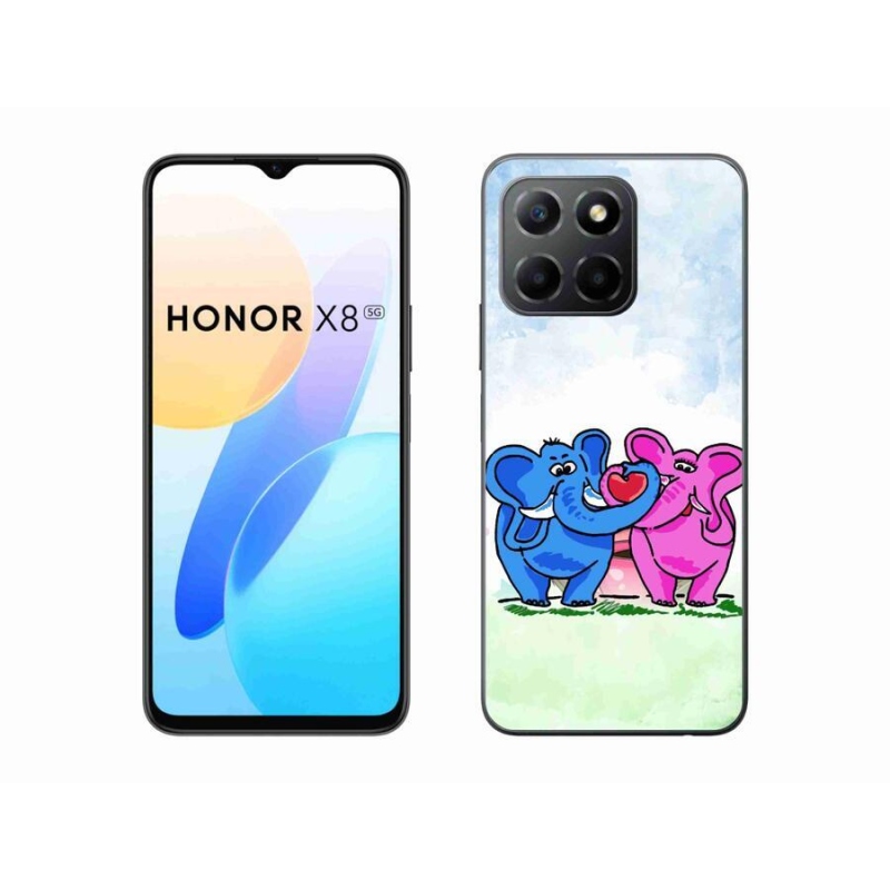 Gél borítás mmCase a Honor X8 5G/Honor 70 Lite 5G számára - szerelmes elefántok