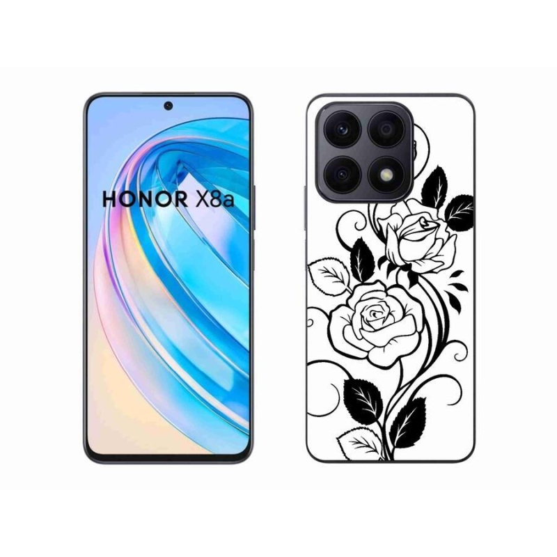 Zselés borítás mmCase a Honor X8a készülékhez - fekete és fehér rózsa