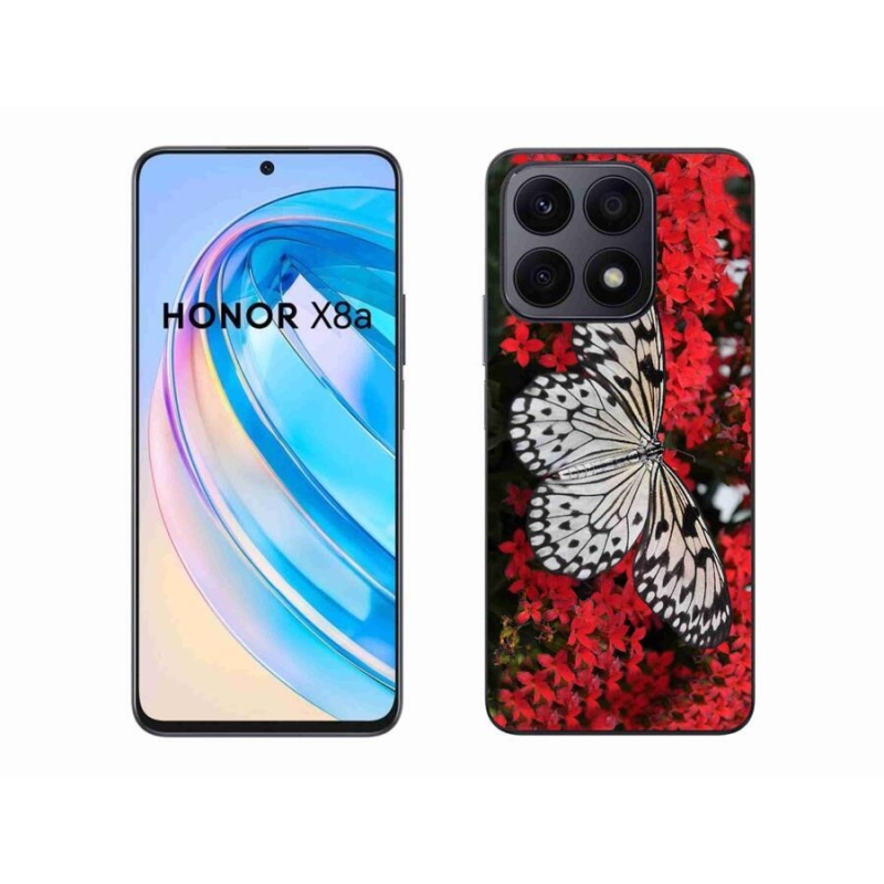 Zselés borítás mmCase a Honor X8a készülékhez - fekete-fehér pillangó 1