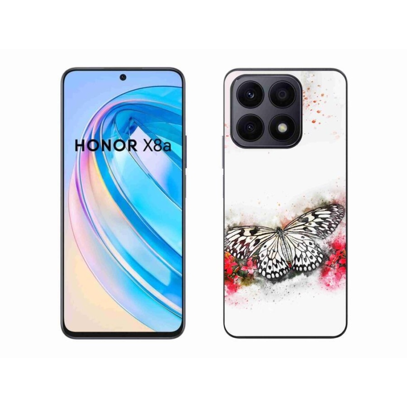 Zselés borítás mmCase a Honor X8a készülékhez - fekete-fehér pillangó