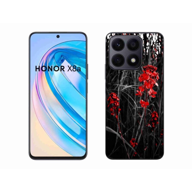 Gél borító mmCase a Honor X8a készülékhez - piros növény